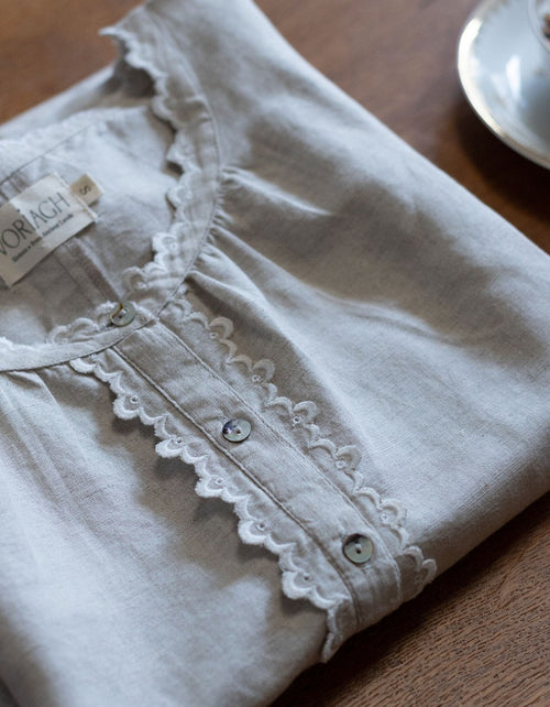 "Flavia" scalloped shift dress in linen