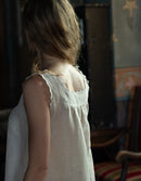 "Flora" scalloped shift dress in linen