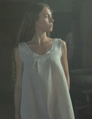 "Flora" scalloped shift dress in linen