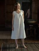 "Flora" scalloped shift dress in linen