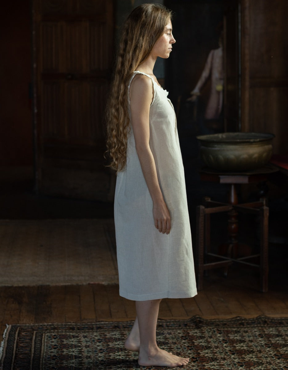 chinese dress ladies Linen Maxi Summer Bow Dress FLORA – Old Linen Mill main image 1