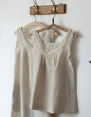 "Flora" scalloped cami in linen