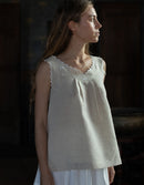 "Flora" scalloped cami in linen