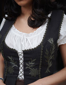 "Gisela" embroidered corset in black linen