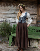 Corset 'Gisela' brodé en lin bleu atlas