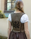 Corset 'Gisela' brodé en lin sarrasin