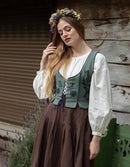 Corset 'Gisela' brodé en lin sauge