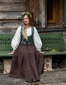 Corset 'Gisela' brodé en lin sauge