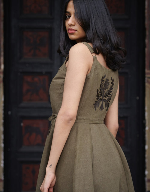 "Gisela" buckwheat embroidered crossover dress