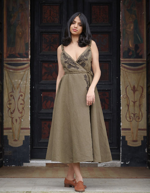 "Gisela" buckwheat embroidered crossover dress