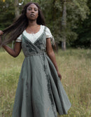 "Gisela" black embroidered crossover dress