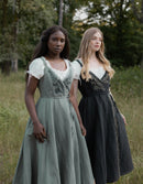 "Gisela" black embroidered crossover dress