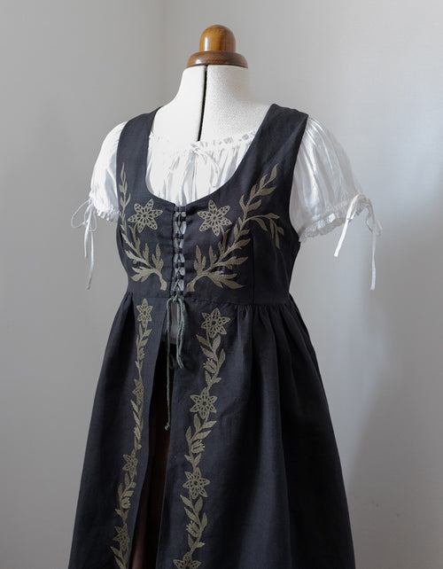 "Gisela" embroidered over dress black