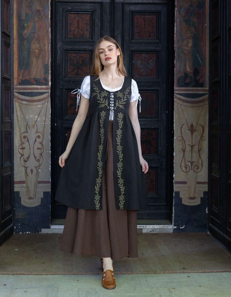 "Gisela" embroidered over dress black