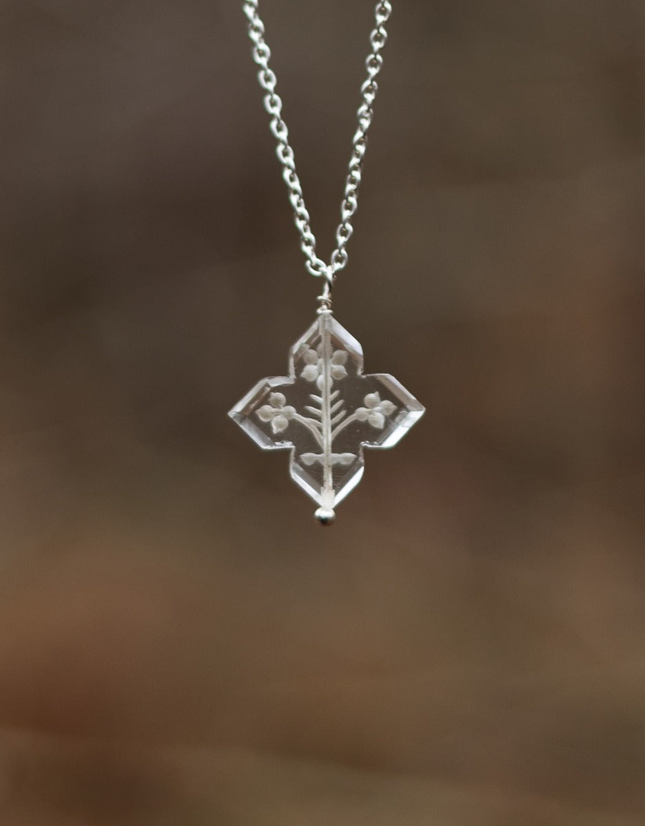 Collier 'Glacier Flocon' en cristal de roche taillé et argent 925