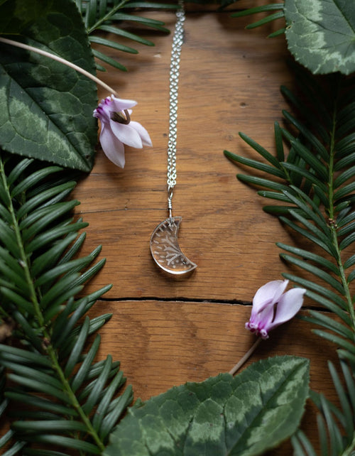 Collier 'Glacier Lune' en cristal de roche taillé et argent 925