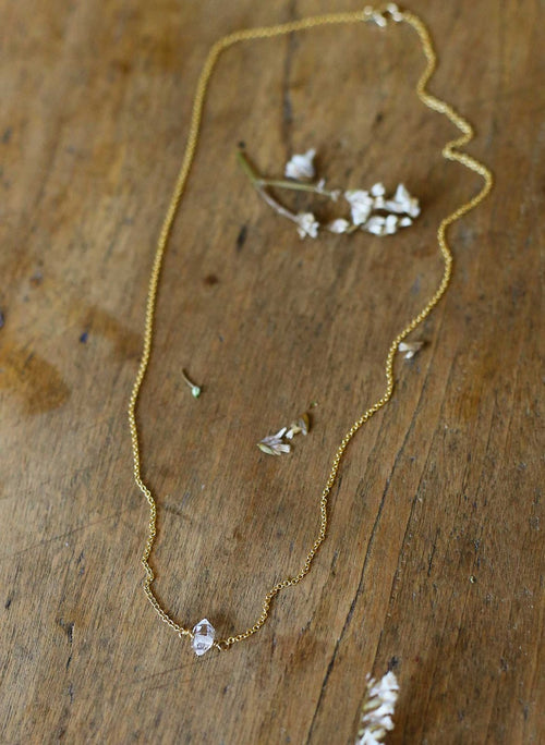'Herkimer Diamond' and goldfill necklace