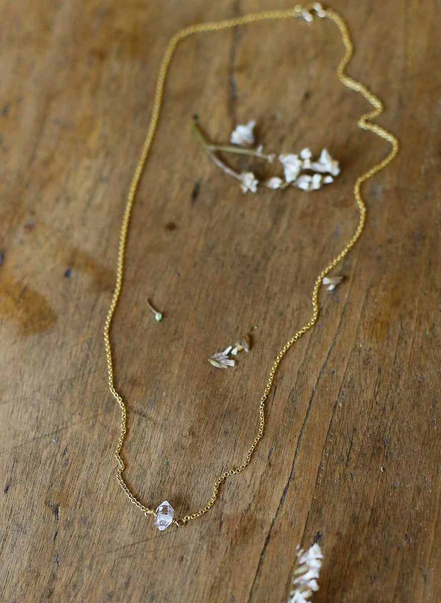 'Herkimer Diamond' and goldfill necklace