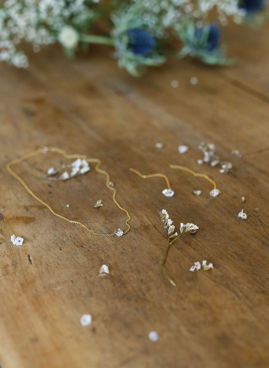 'Herkimer Diamond' and goldfill necklace