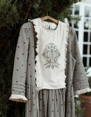 "Hilda" embroidered apron kelp