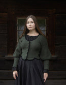 "Ilya" knitted jacket with gigot sleeves in pure wool moss