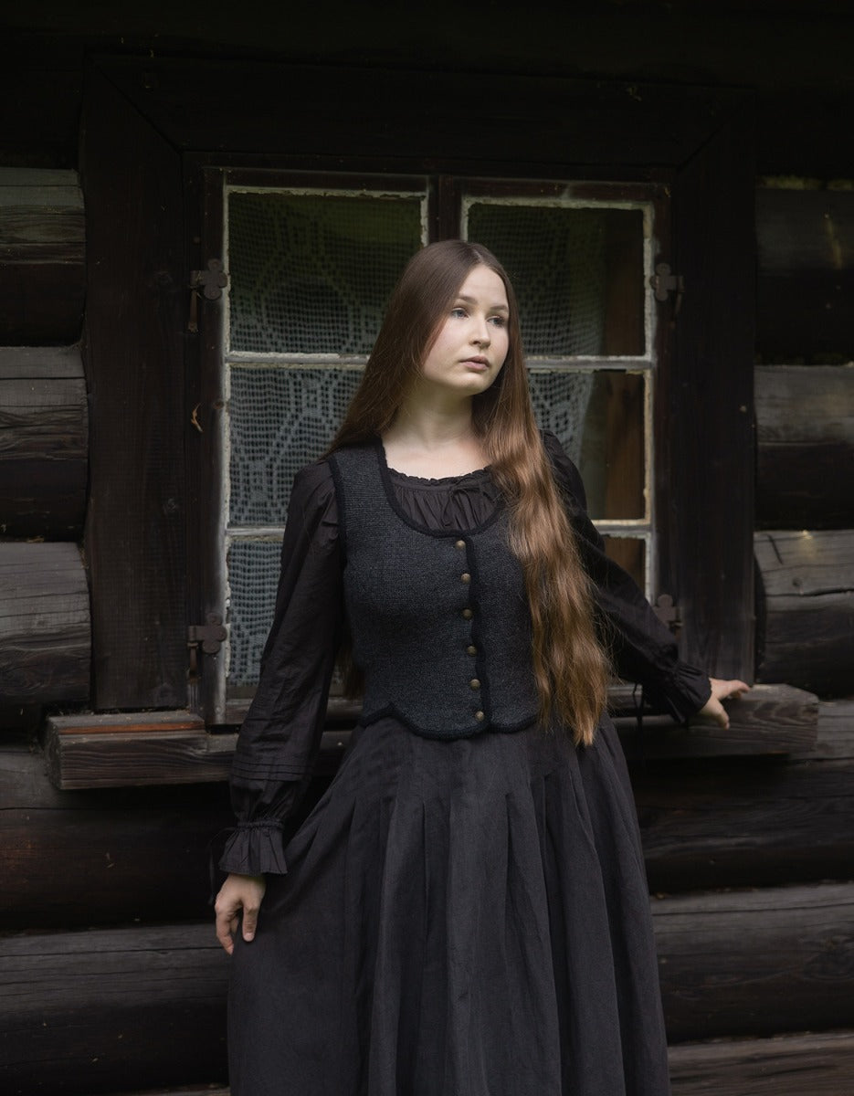 "Ilya" sleeveless knitted vest in pure wool black anthracite