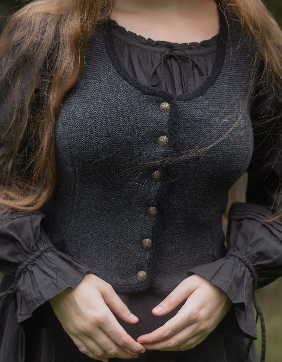 "Ilya" sleeveless knitted vest in pure wool black anthracite
