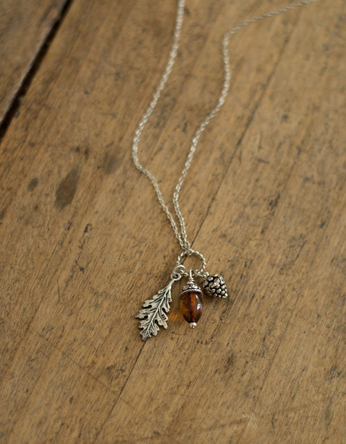 Collier 'Autumn' en argent et ambre