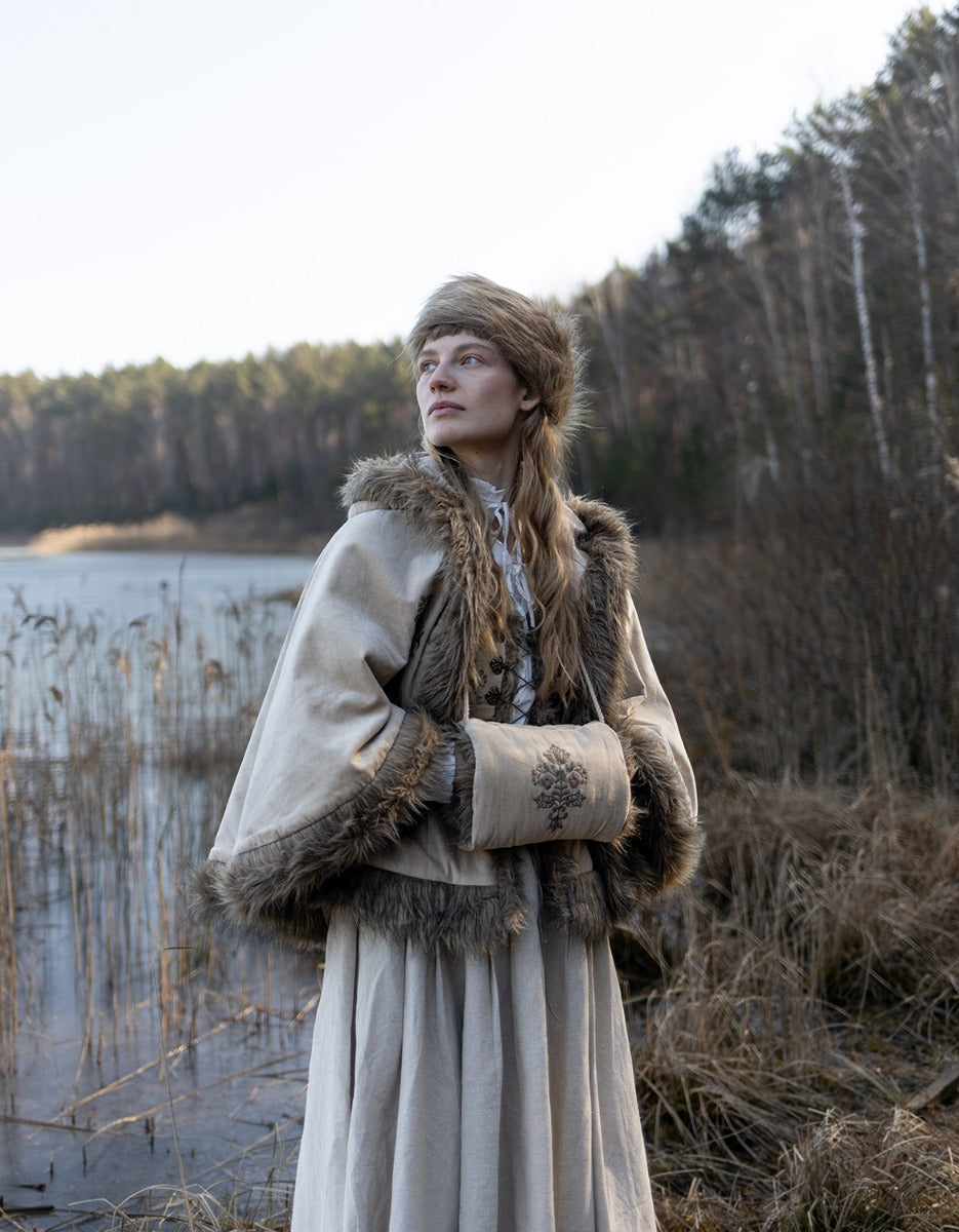 PREORDER "Lavinia" embroidered velvet cape ceramic