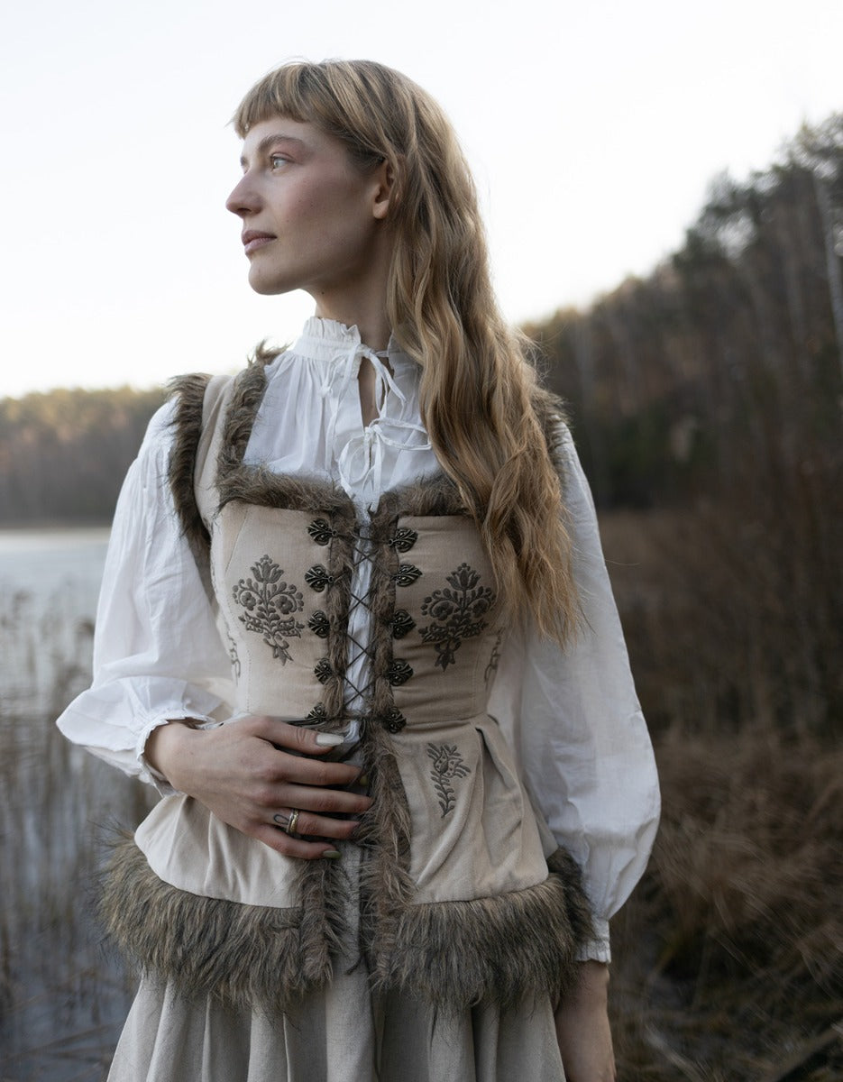 PREORDER "Lavinia" embroidered velvet bodice ceramic