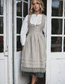 "Lina" apron natural linen and linen lace