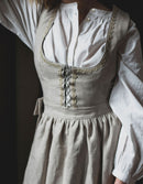 "Lina" apron natural linen and linen lace