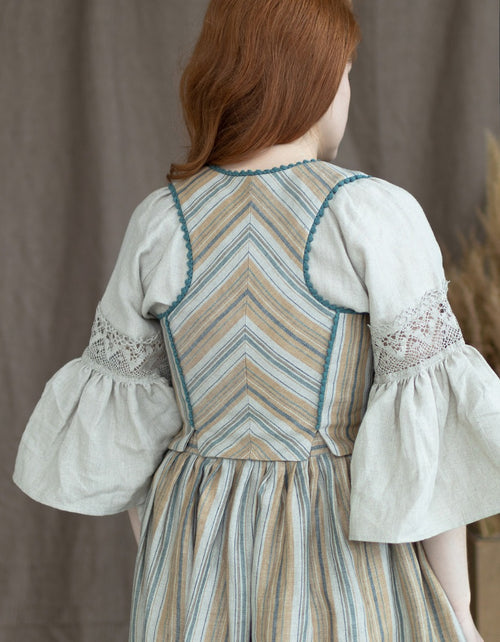 "Lina" amber striped linen corset