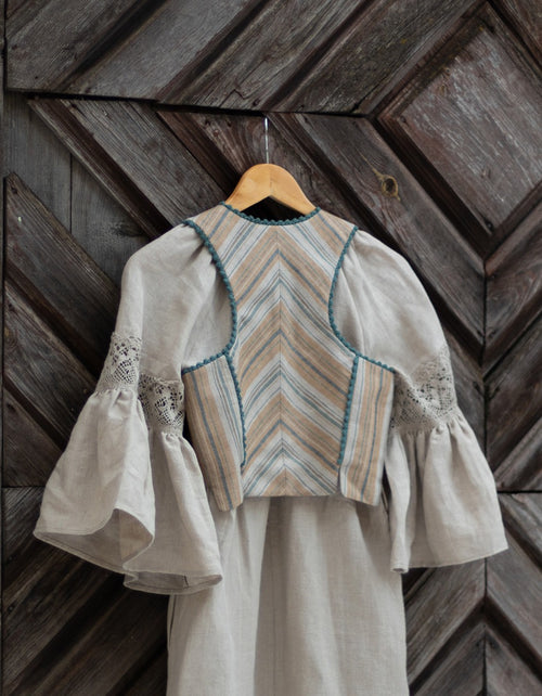 "Lina" amber striped linen corset