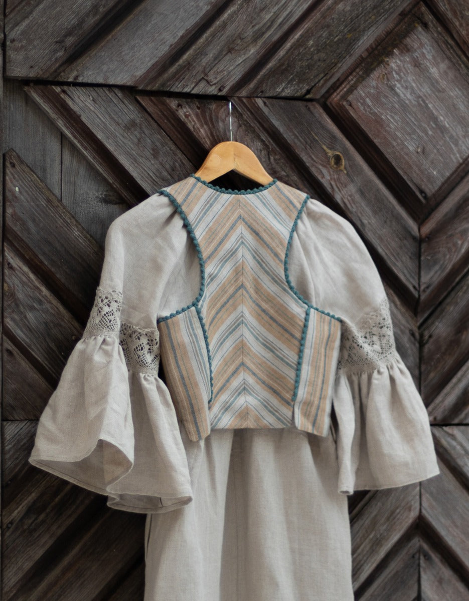 "Lina" amber striped linen corset