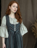"Lina" brown striped linen corset