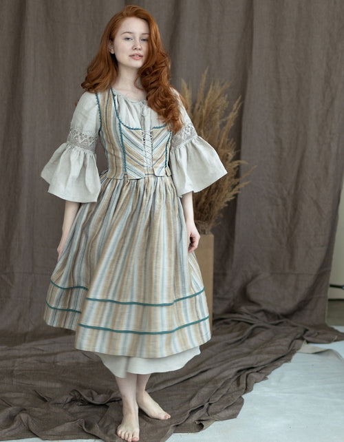 "Lina" amber striped linen corset