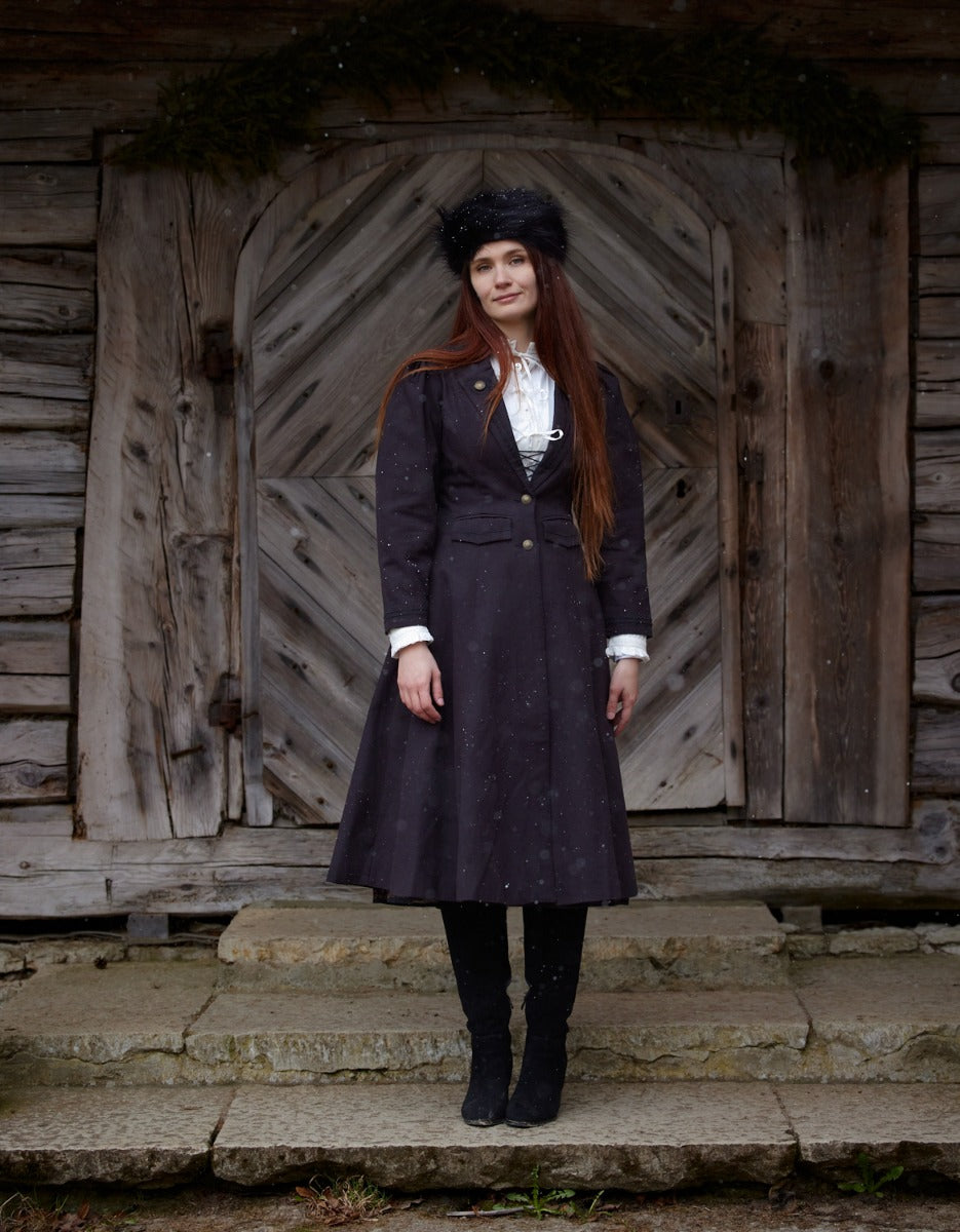 "Louisa" frock coat in black cotton