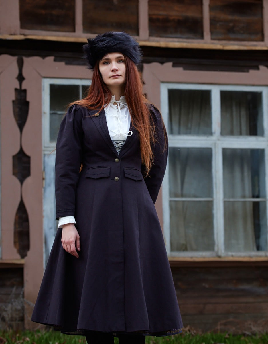 "Louisa" frock coat in black cotton