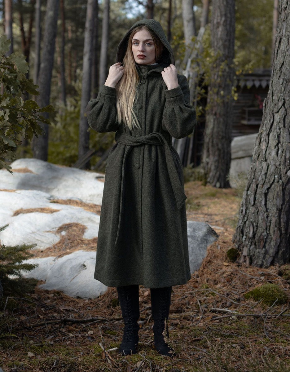 Green Woolen Coat | Aneta Maxi Coat
