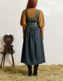 Robe longue 'Mari' imprimé baies brodé bleu
