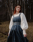 Robe longue 'Mari' imprimé baies brodé bleu