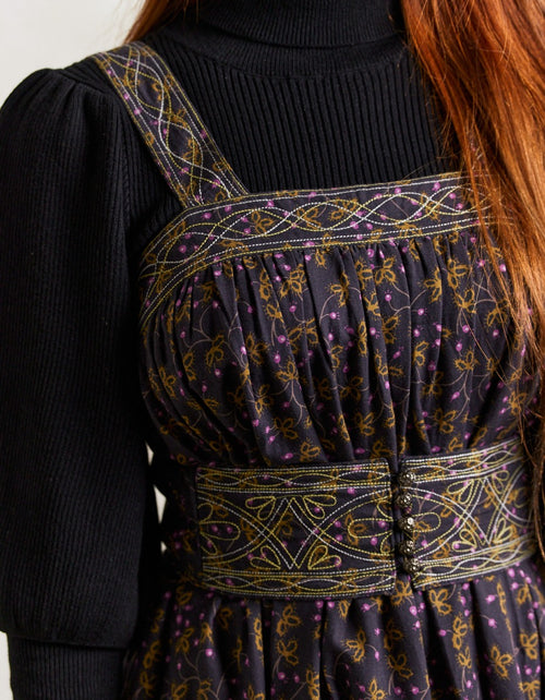 Robe longue 'Mari' imprimé baies brodé pourpre
