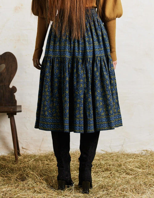 Jupe 'Mari' imprimée baies bleu