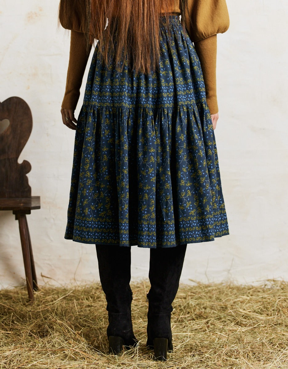 Jupe 'Mari' imprimée baies bleu