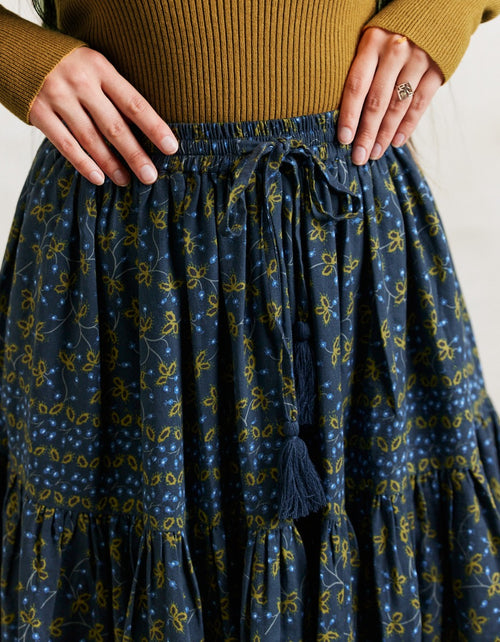 Jupe 'Mari' imprimée baies bleu