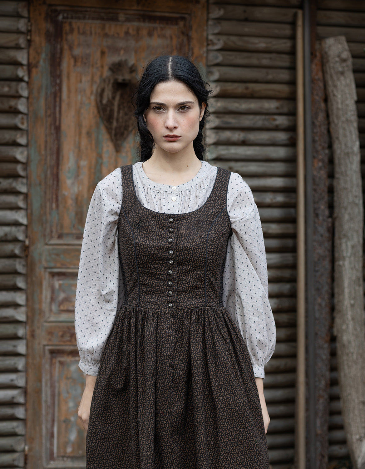 Robe 'Matilda' motif feuilles noir-XXXL