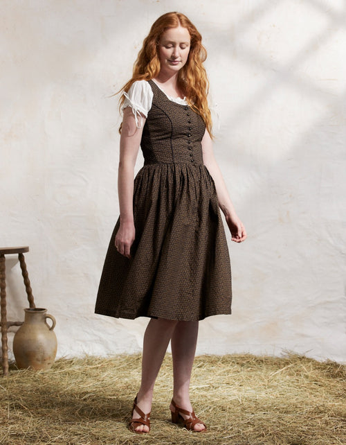 "Matilda" black leaves cotton dress