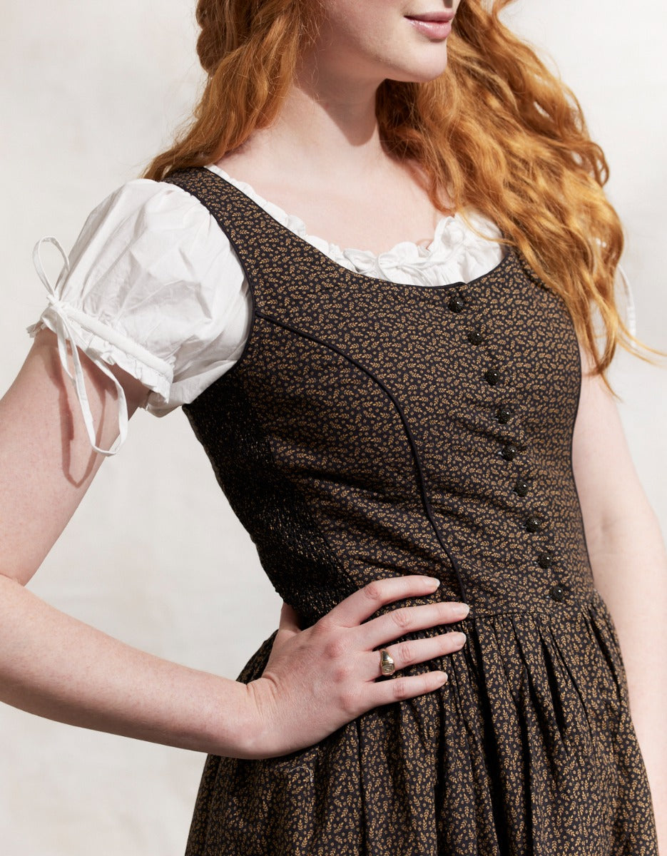 "Matilda" black leaves cotton dress
