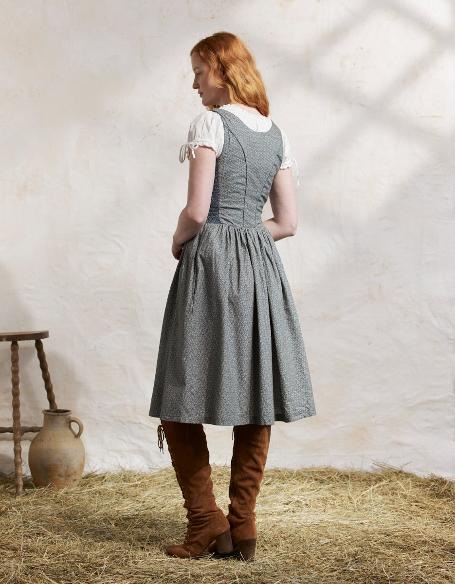 Matilda blue leaves cotton dress